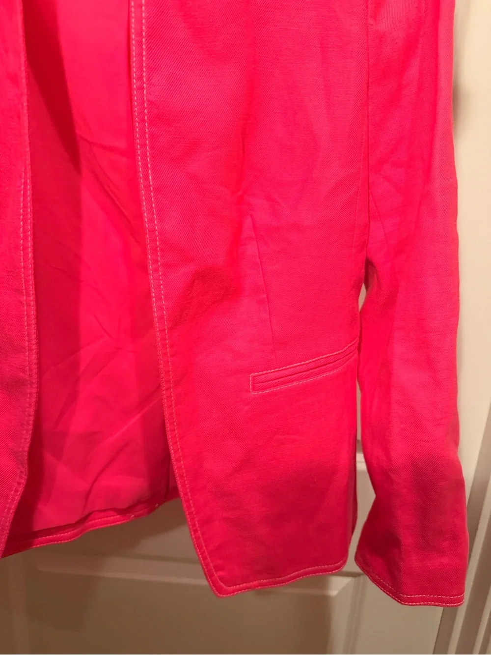 J. Crew Vibrant Hot Pink Open-Front Blazer linen